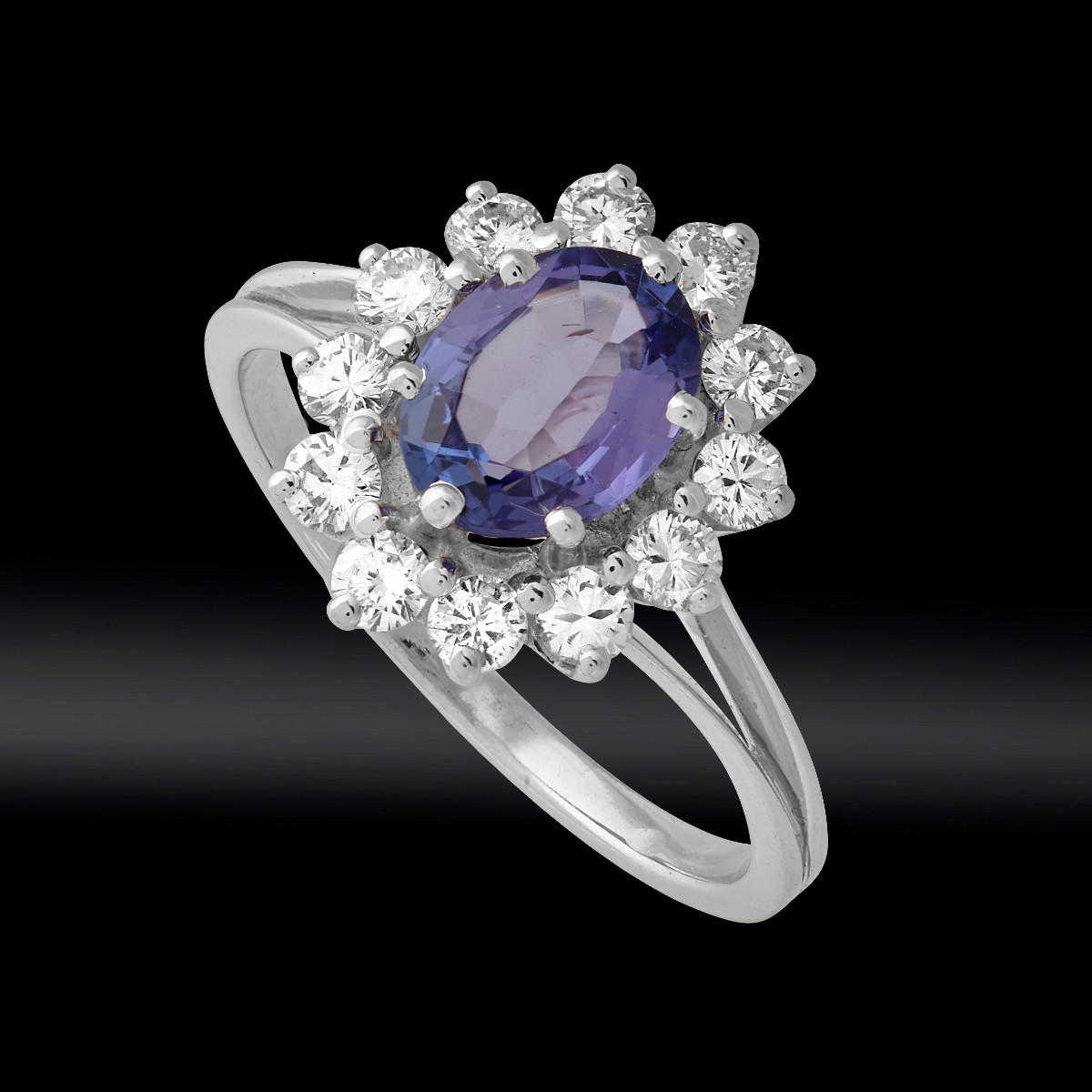 Bague marguerite tanzanite et brillants 
