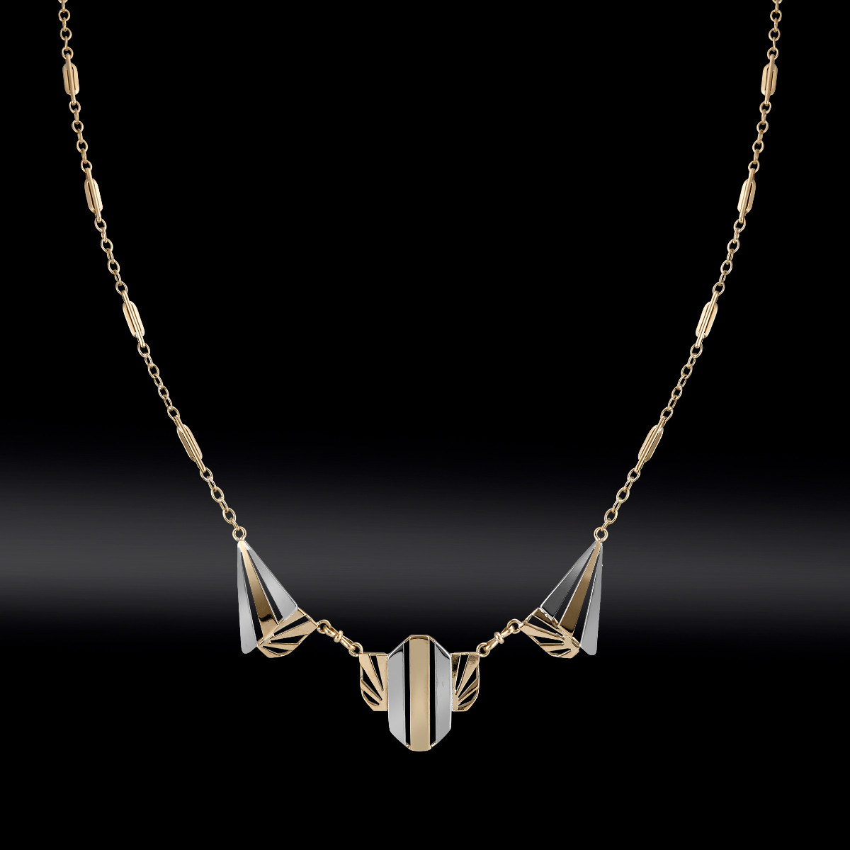Two-tone Gold Necklace With Art Deco Motifs, Circa 1925