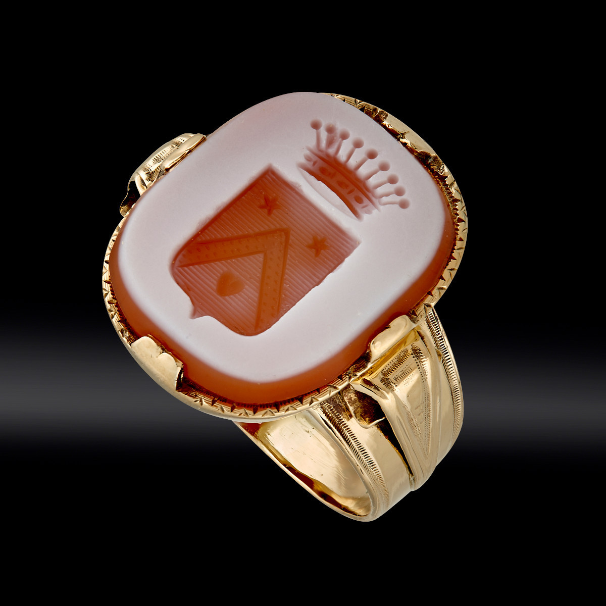 Bague intaille cornaline couronne comtale fin XIXe 