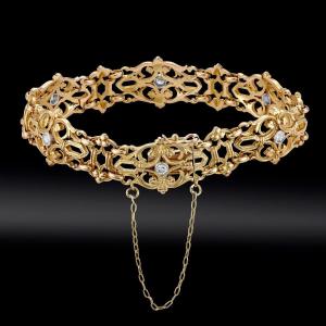 Openwork Links And Diamonds Bracelet Circa 1910