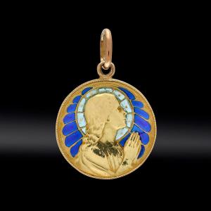 Médaille Vierge Halo d'étoiles émaillée Vers 1900