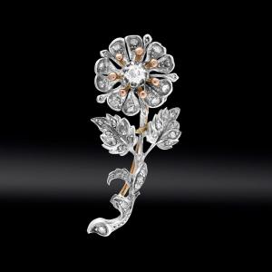 Broche Fleur Diamants Vers 1870