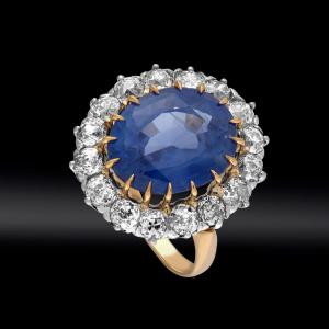 10.06 Carat Certified Unheated Sapphire And Diamond “pompadour” Ring