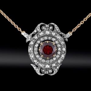 Napoleon III Garnet And Diamond Pendant