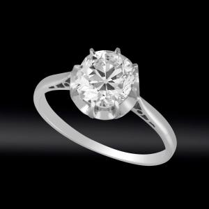 Old Cut Diamond Solitaire Ring 1.76 Carat