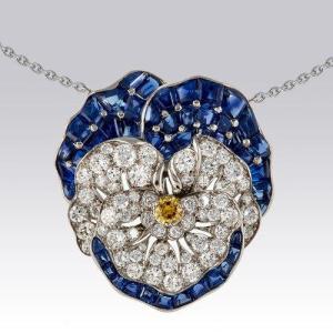 Diamond And Sapphire Pansy Necklace Circa 1930