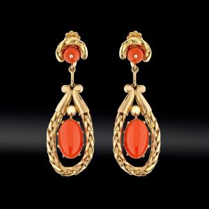 Coral Dangling Earrings Late Nineteenth