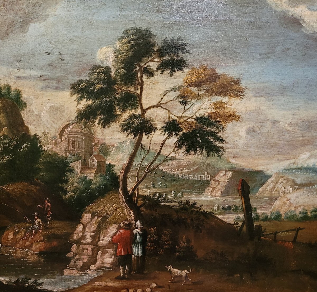 "landscape With Figures" Central Italian School, 18th Century-photo-5