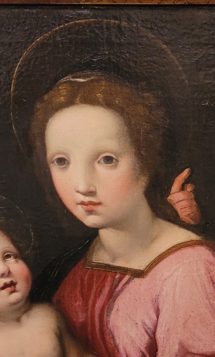 « La Vierge à l'Enfant, Jésus et l'Enfant saint Jean »  Attribué à Francesco Vanni-photo-4