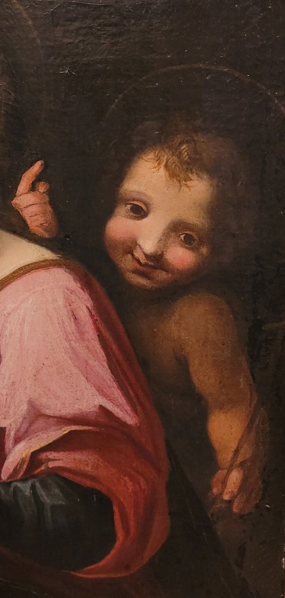 « La Vierge à l'Enfant, Jésus et l'Enfant saint Jean »  Attribué à Francesco Vanni-photo-5