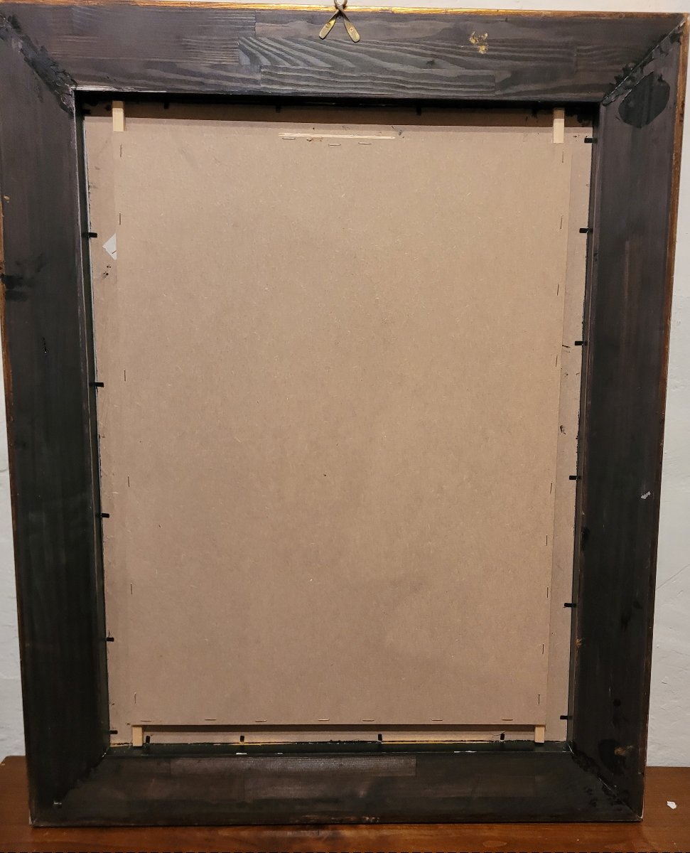 Ornamental Painting With A Vase Of Flowers And Cherubs, Late 19th Century-photo-2