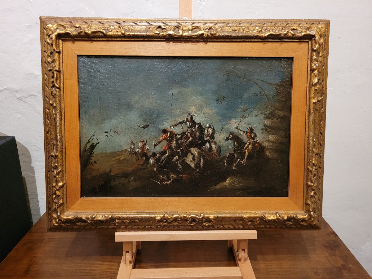 "Paire de tableaux représentant des scènes de bataille" suiveur de Francesco Casanova -photo-3