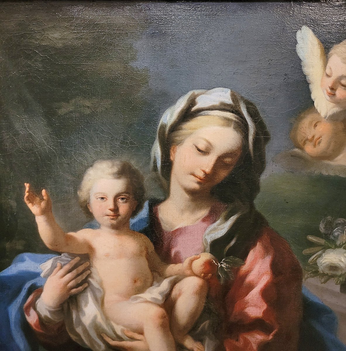 Painting By Ignazio Stern (ignaz Stern, 1679–1748) “madonna And Child With Angels”-photo-2