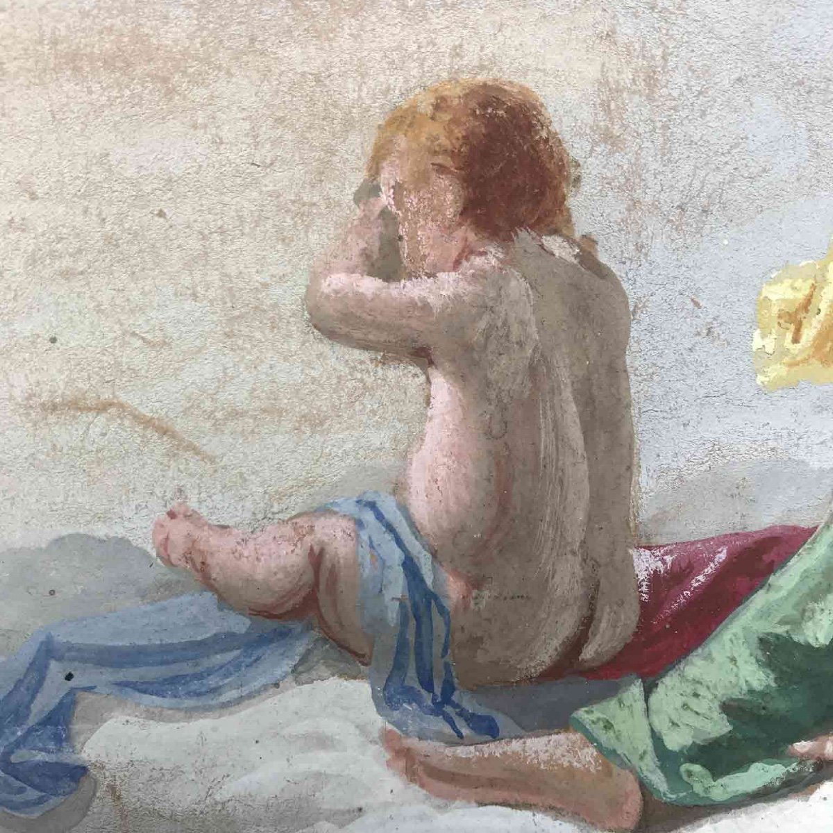 19th Century Italian Romantic Allegory Of Ecstasy With Putti-photo-1