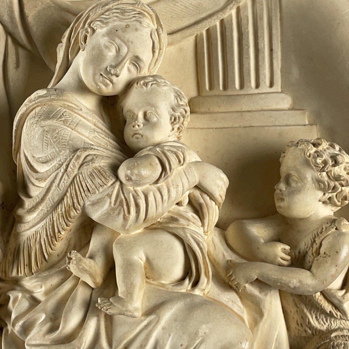 Vierge à l'Enfant En Plâtre Signée Fontana Début 20ème-photo-2