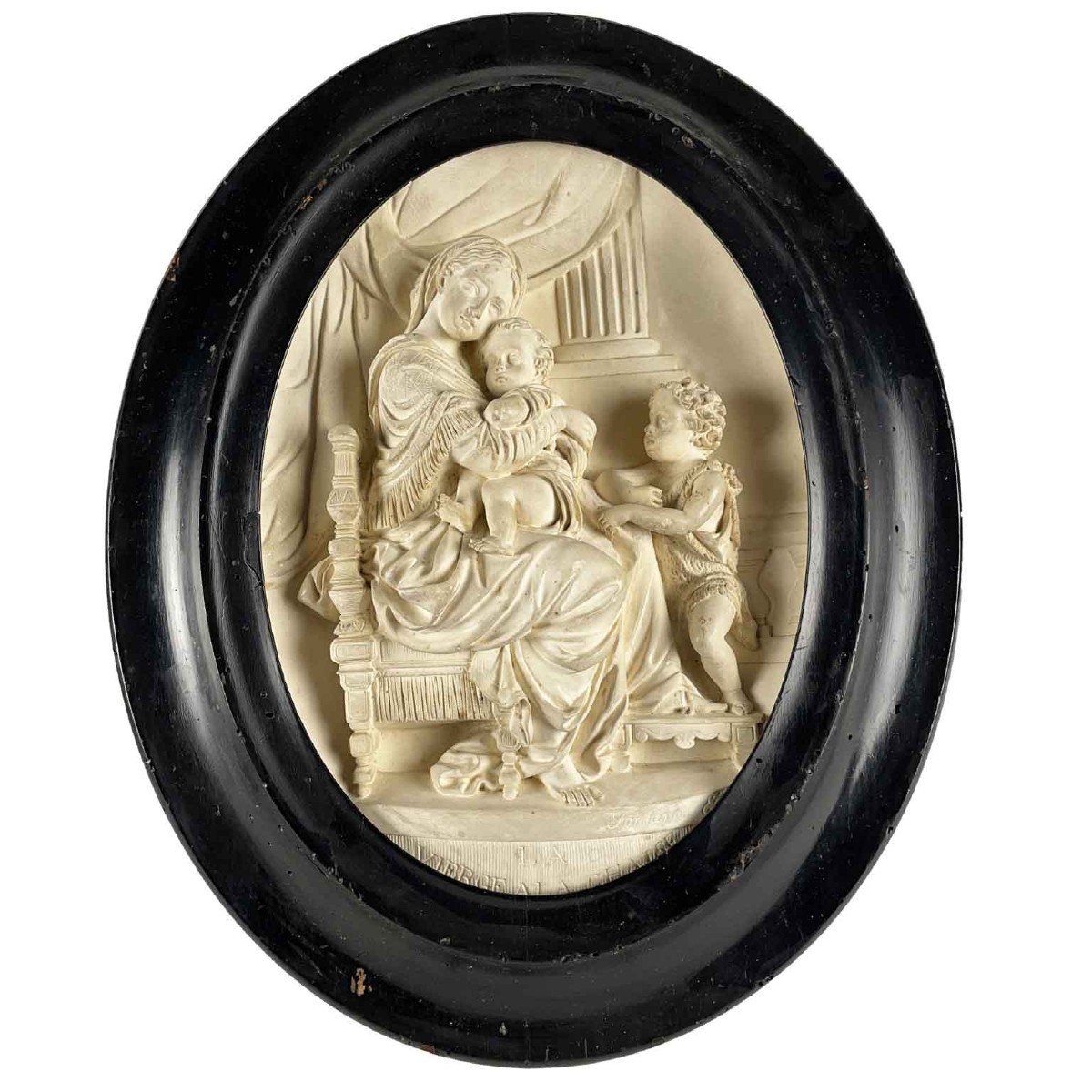 Vierge à l'Enfant En Plâtre Signée Fontana Début 20ème