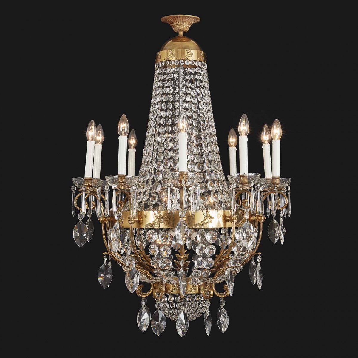 20th Century Italian Neoclassical Style Crystal Chandelier With Roman Female Figures-photo-2
