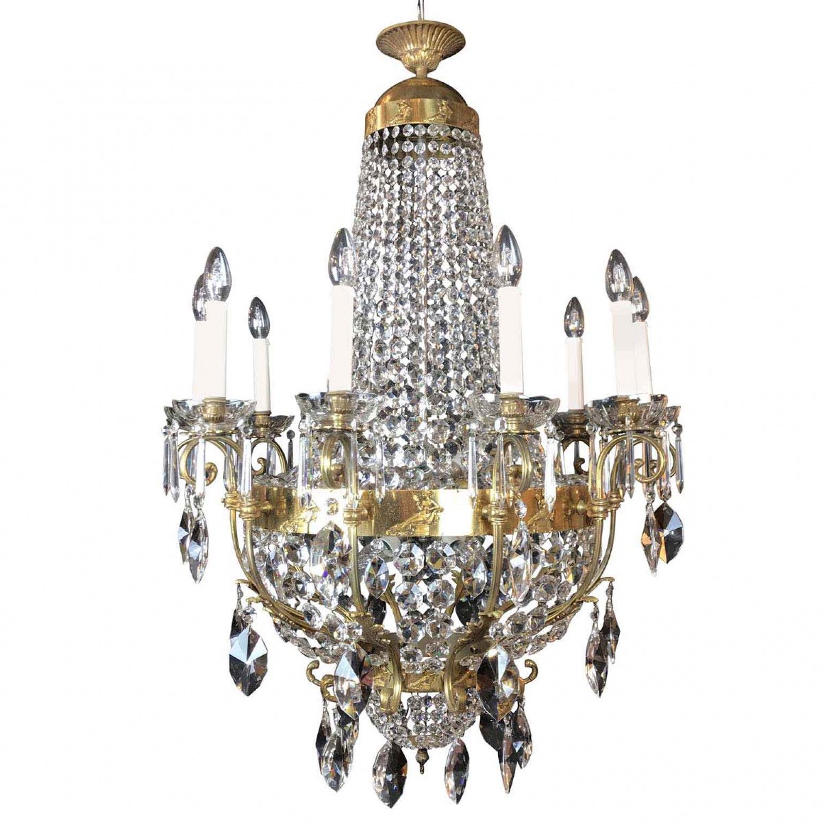 20th Century Italian Neoclassical Style Crystal Chandelier With Roman Female Figures-photo-3