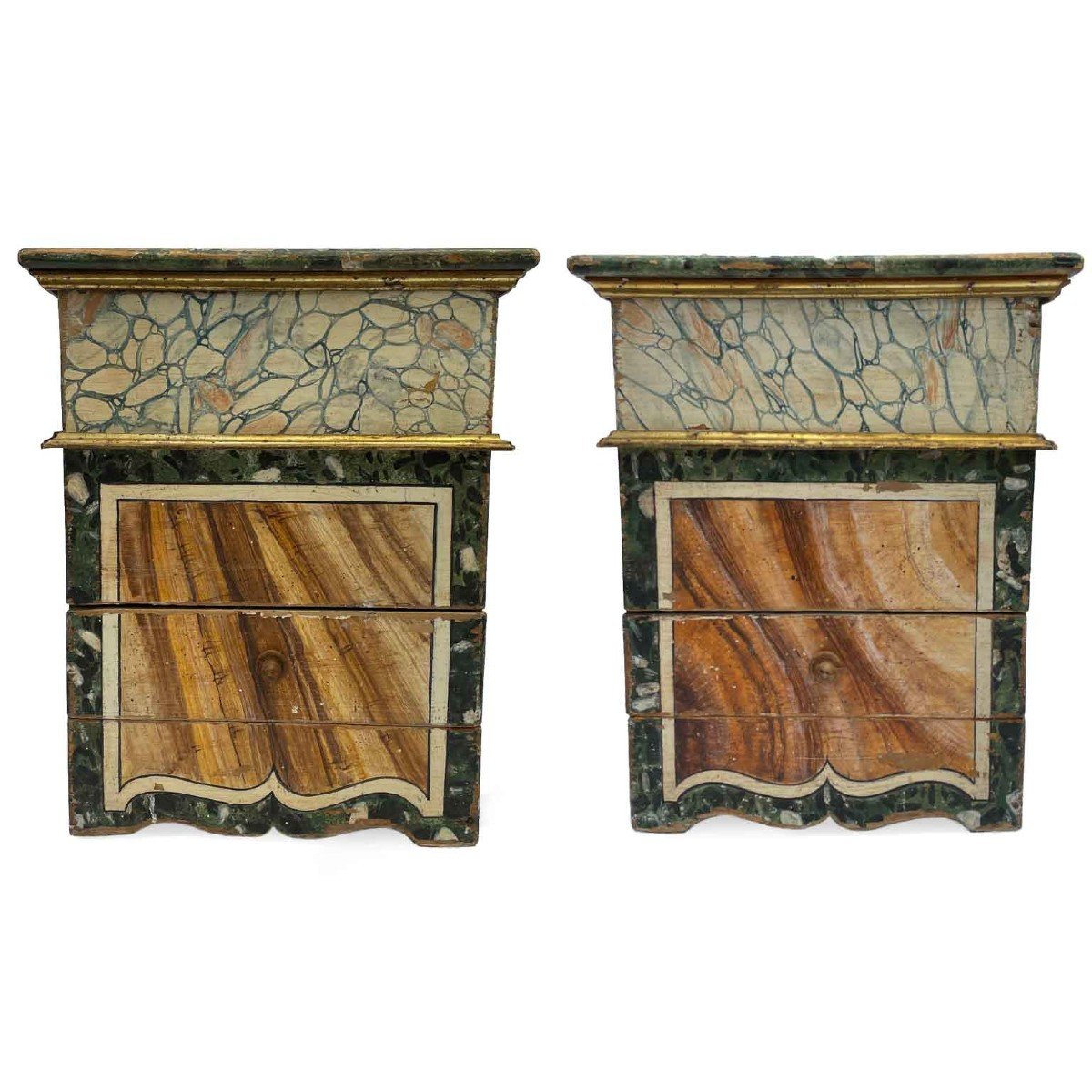 Pair Of Italian Lacquered Nightstands Of The Early 1900s