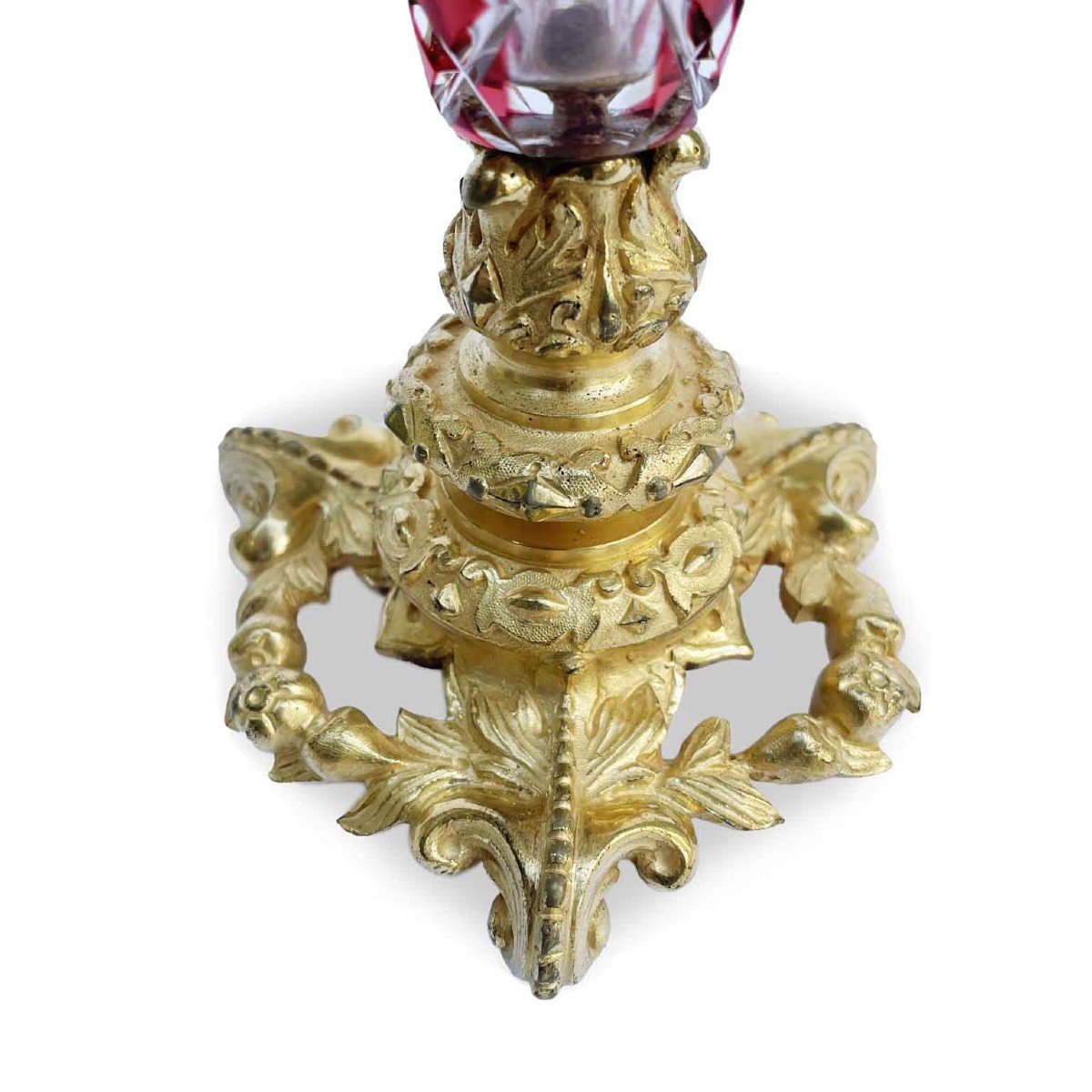 Gilded Bronze And Crystal Flower Vase Late 1800s-photo-2