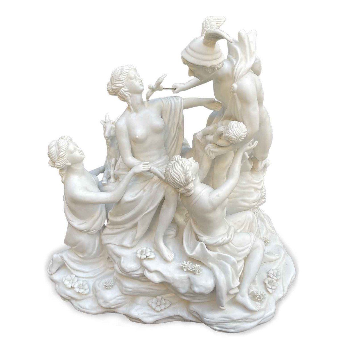 White Porcelain Biscuit Italian Centerpiece 20th Century Mythological Sculptural Group -photo-2