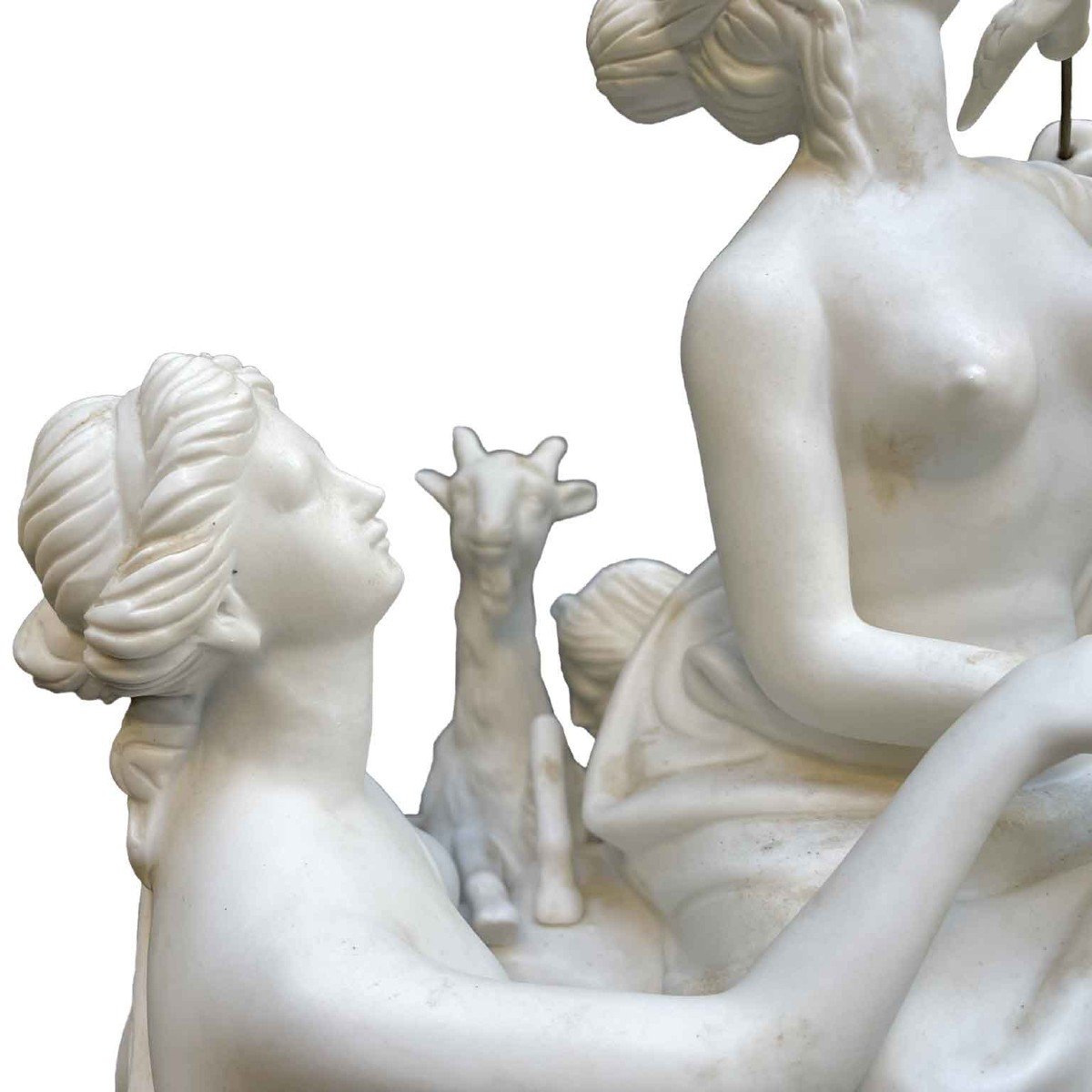 White Porcelain Biscuit Italian Centerpiece 20th Century Mythological Sculptural Group -photo-4