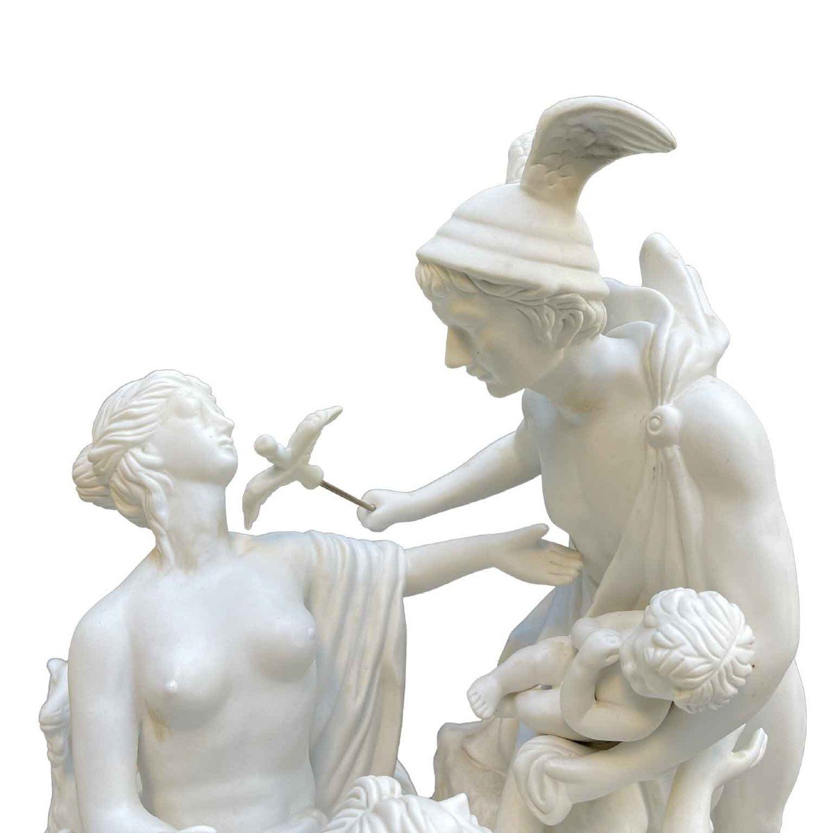 White Porcelain Biscuit Italian Centerpiece 20th Century Mythological Sculptural Group -photo-1