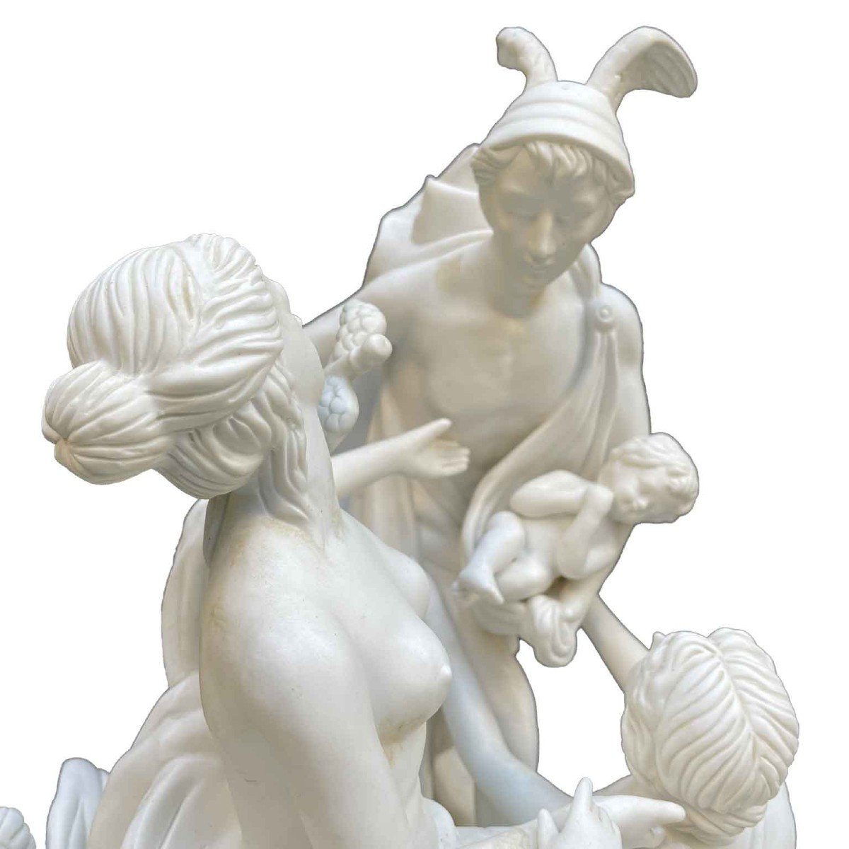 White Porcelain Biscuit Italian Centerpiece 20th Century Mythological Sculptural Group -photo-4