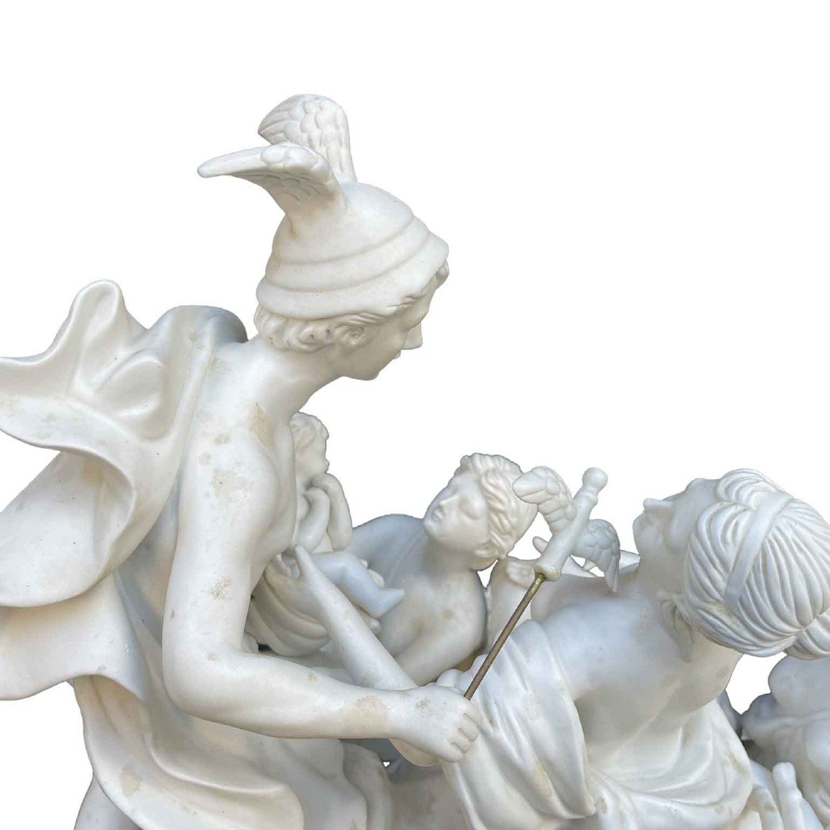 White Porcelain Biscuit Italian Centerpiece 20th Century Mythological Sculptural Group -photo-5