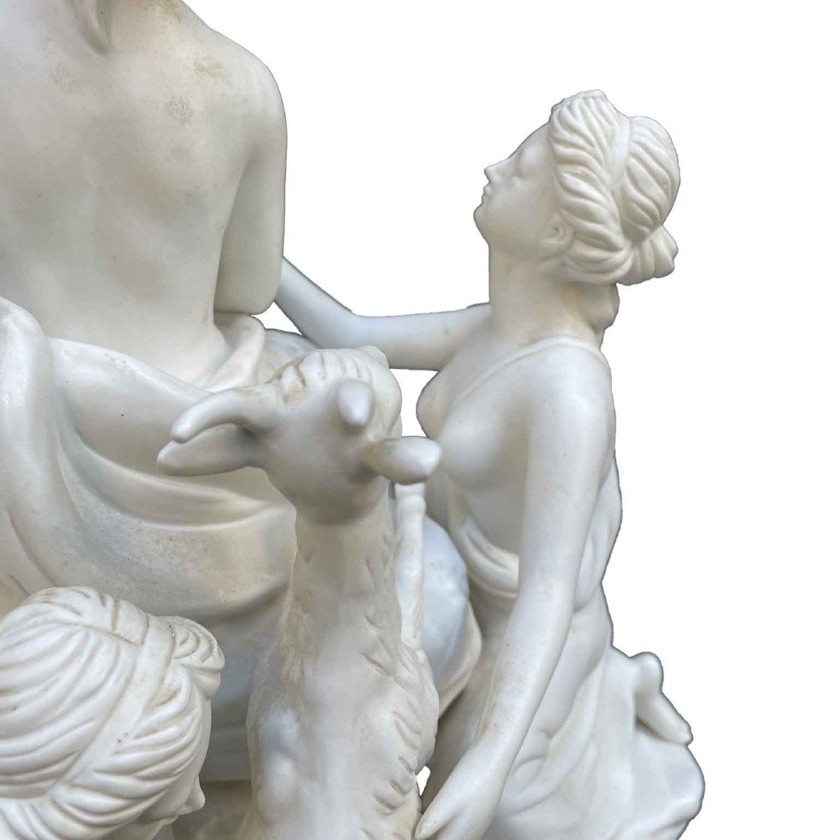 White Porcelain Biscuit Italian Centerpiece 20th Century Mythological Sculptural Group -photo-6