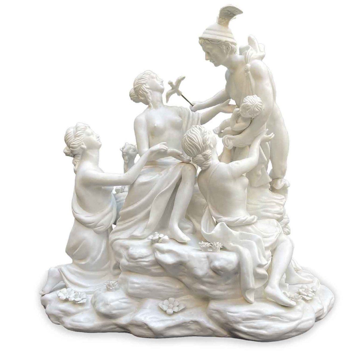 White Porcelain Biscuit Italian Centerpiece 20th Century Mythological Sculptural Group -photo-8