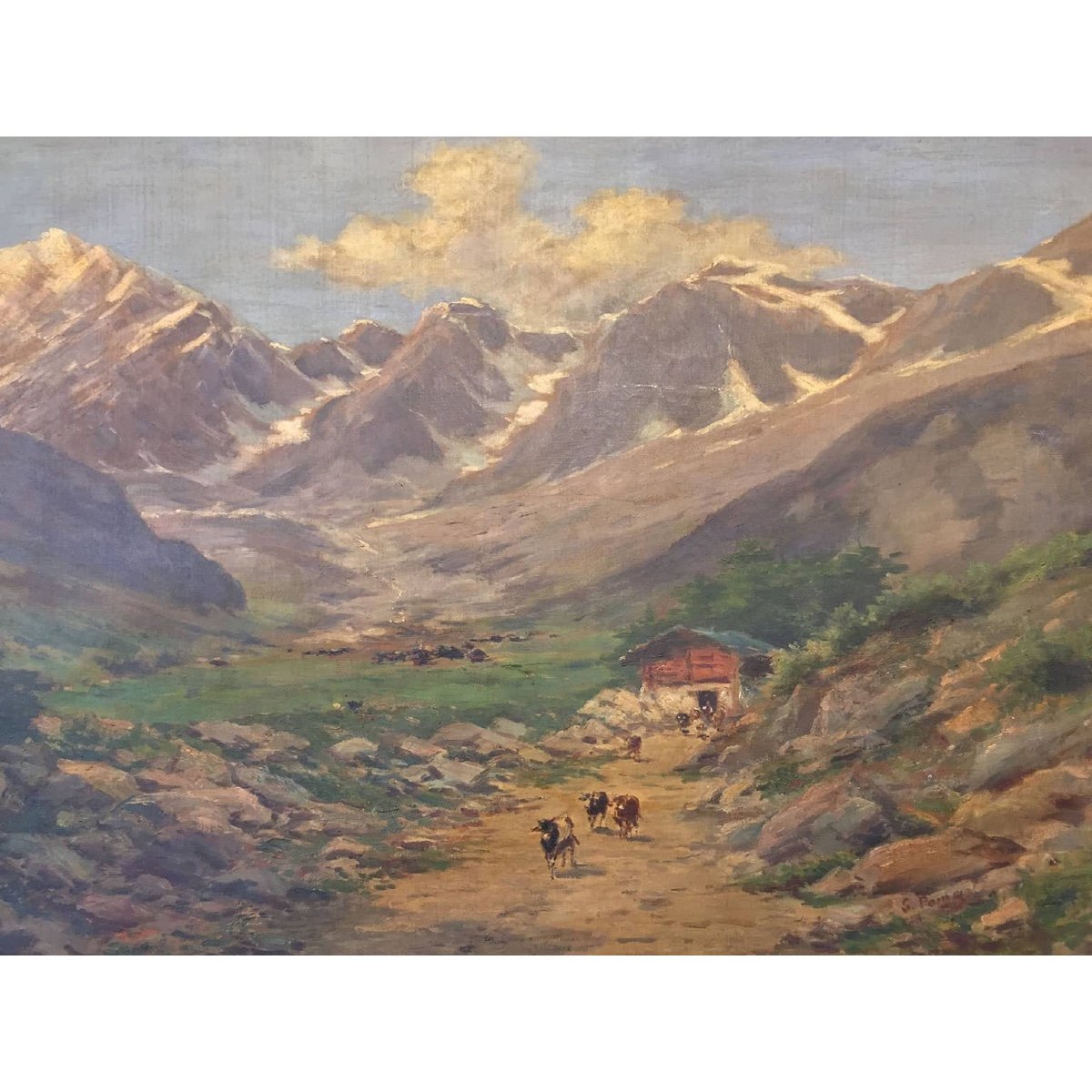 Silvio Poma Landscape Of Montaigne Seen From Monte Rosa Early 20th-photo-1