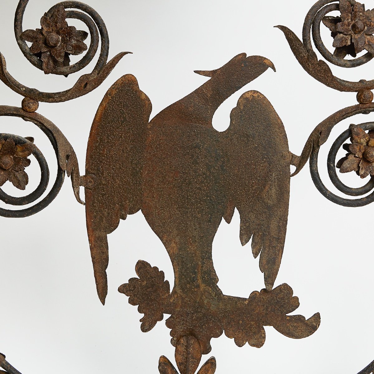 Italian Iron Sign With Eagle 18th Century Wrough Iron  Large Decorative Element -photo-3