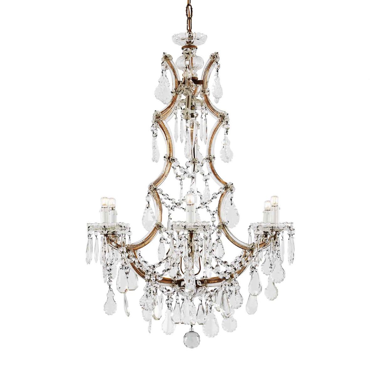 Marie Therese Crystal Chandelier Restored Half 20th-photo-4