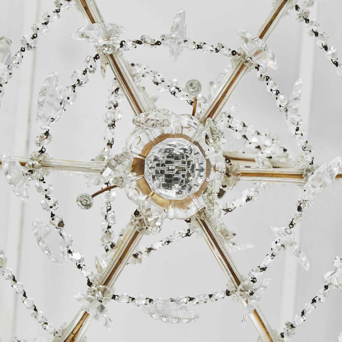 Marie Therese Crystal Chandelier Restored Half 20th-photo-3