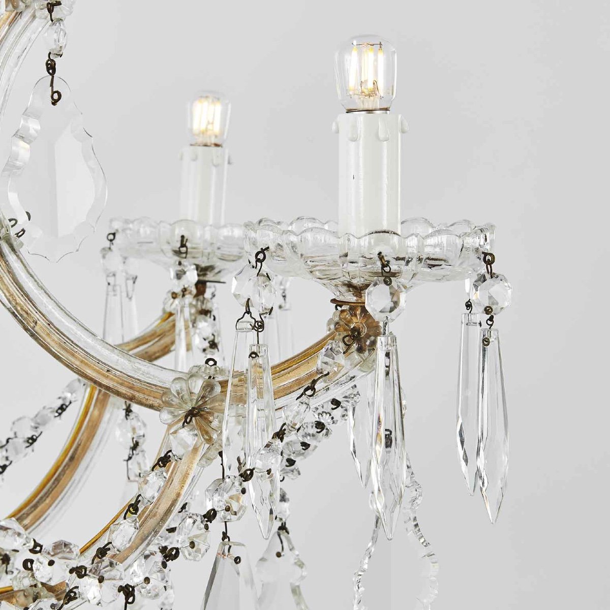 Marie Therese Crystal Chandelier Restored Half 20th-photo-4