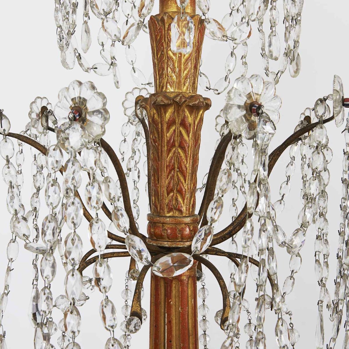 Louis XVI Genoese Chandelier In Gilded Wood And Crystals End 1700 Eight Lights -photo-4