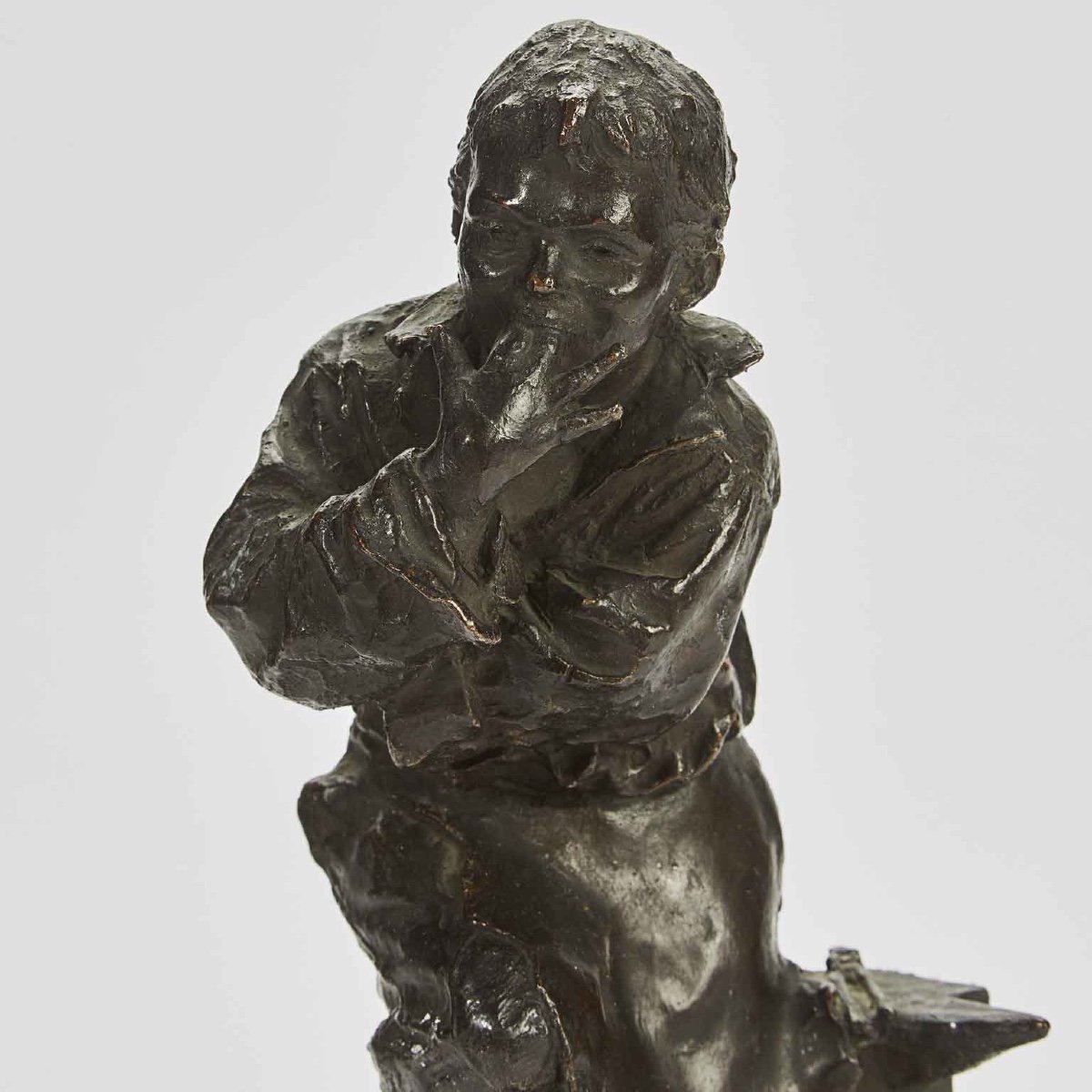 Early 20th Century Italian Satirical Bronze Sculptures A Pair Of Young Blacksmiths-photo-1