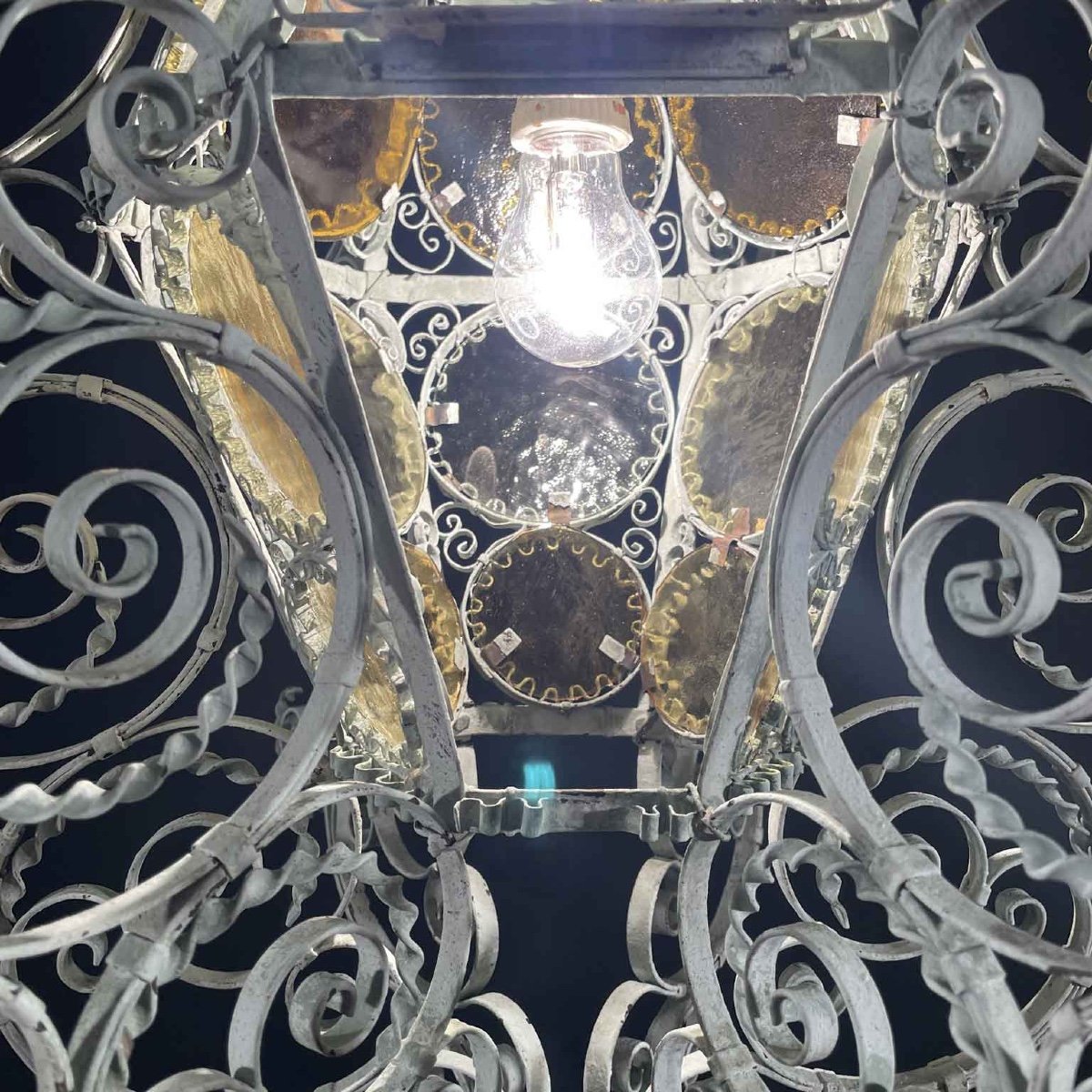 Lanterne Italien En Fer Forgé  Art Nouveau Début 20ème-photo-2