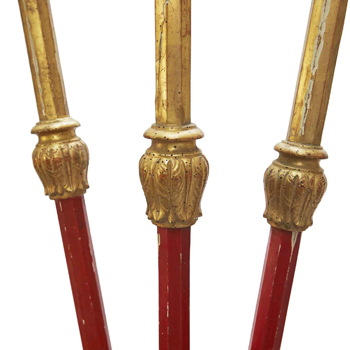 Monumental Wall Sconce With Three 18th Century Giltwood Red Candle Holders  -photo-1