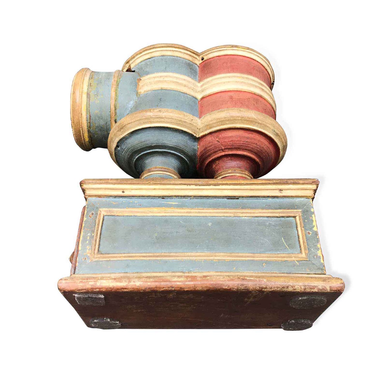 17th Century Italian Carved  Blue Red Painted Voting  Urn Yes Or No-photo-4