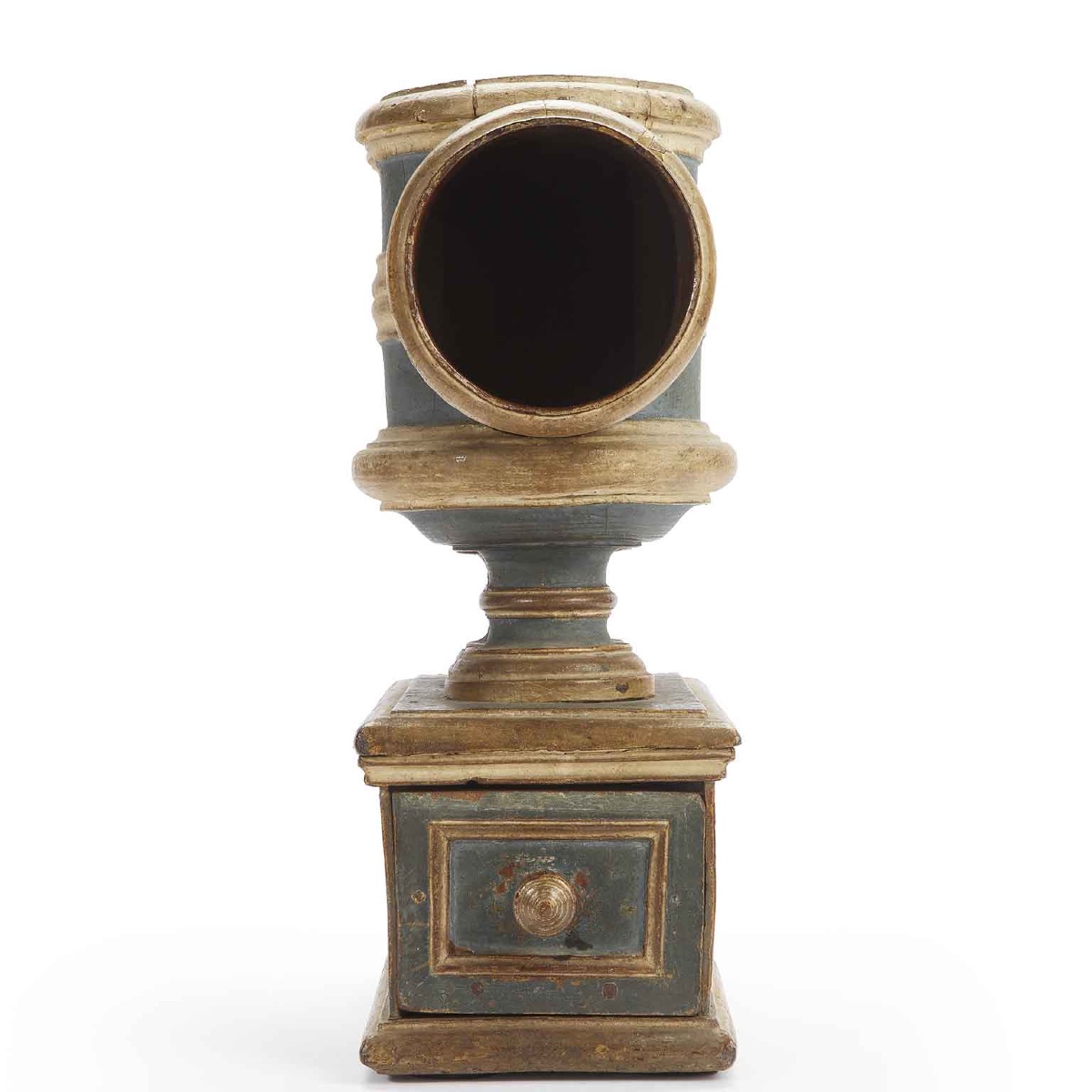 17th Century Italian Carved  Blue Red Painted Voting  Urn Yes Or No-photo-5