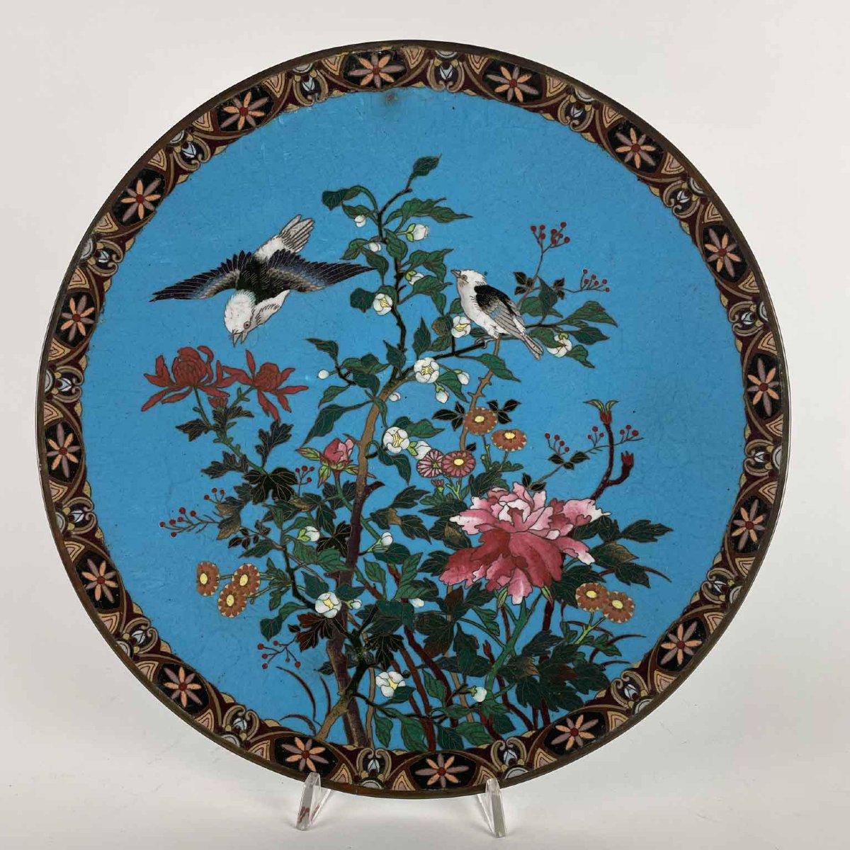 Pair Of Japanese Cloisonne Plates Meiji Period 1868-1912-photo-3