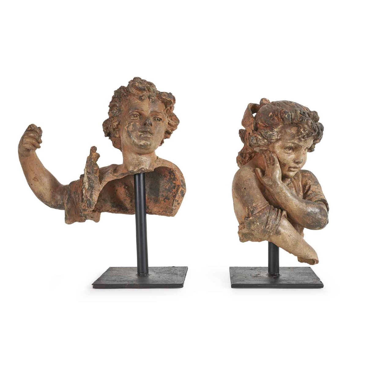 Pair Of Children Italian Late 19th Century Terracotta Figures-photo-3