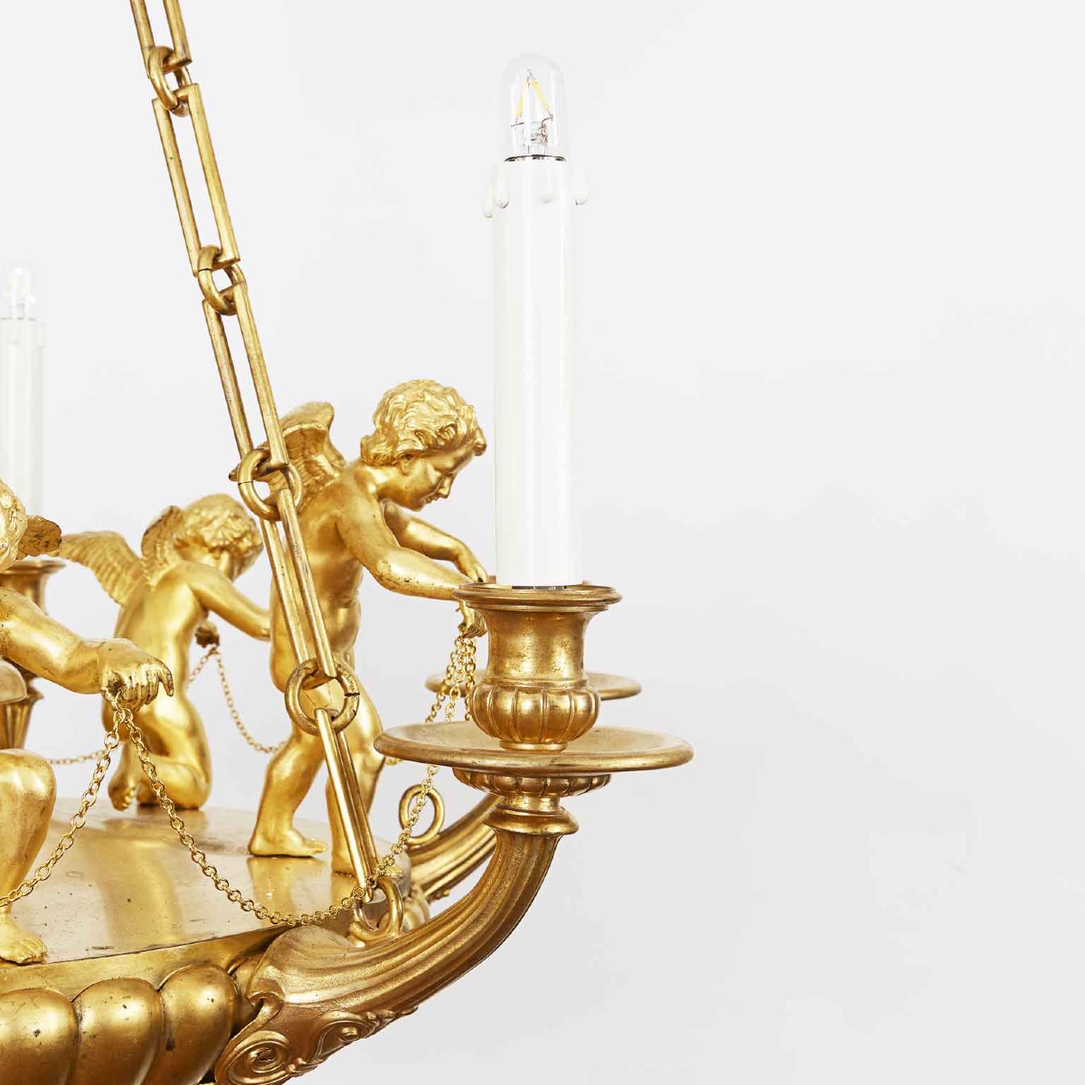 Lustre Italienne De Style Empire En Bronze Doré 1950 Circa-photo-1