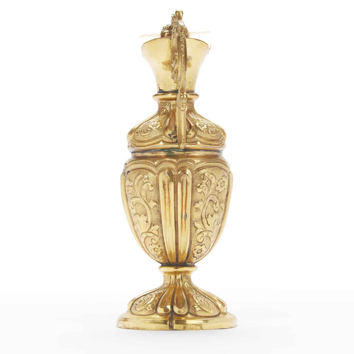 18th Century Italian Baroque Gilded Ewer Repoussé Copper Liturgical Pitcher-photo-4