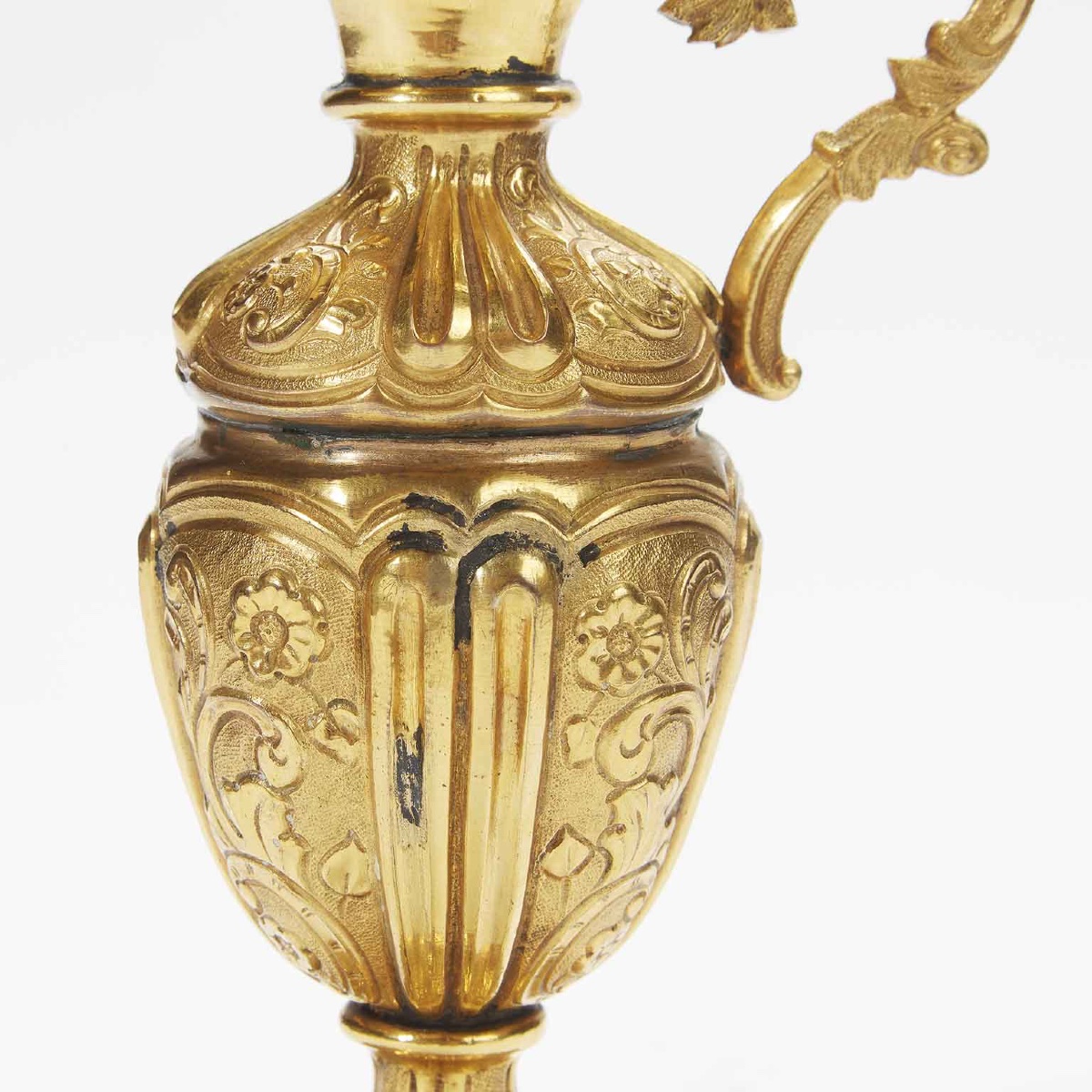 18th Century Italian Baroque Gilded Ewer Repoussé Copper Liturgical Pitcher-photo-4