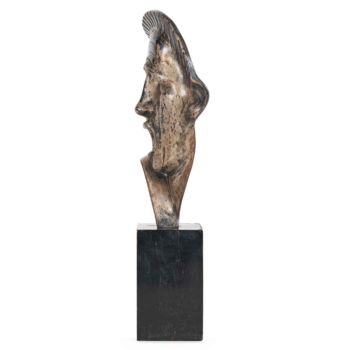 Art Deco Tragic Mask By Neapolitan Cacciapuoti Guido In Silvered Ceramic-photo-4