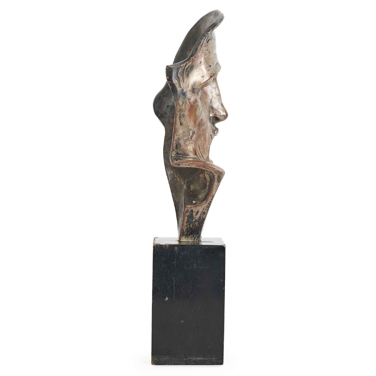 Art Deco Tragic Mask By Neapolitan Cacciapuoti Guido In Silvered Ceramic-photo-5