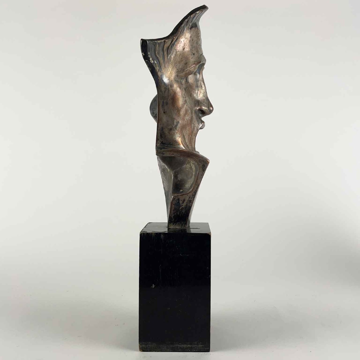 Art Deco Tragic Mask By Neapolitan Cacciapuoti Guido In Silvered Ceramic-photo-7